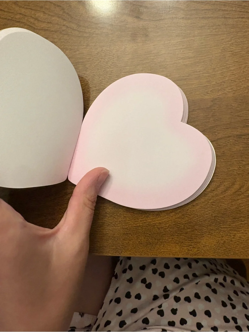Heart-Shaped Pink and Cream Decorative Note Card with Satin Bow